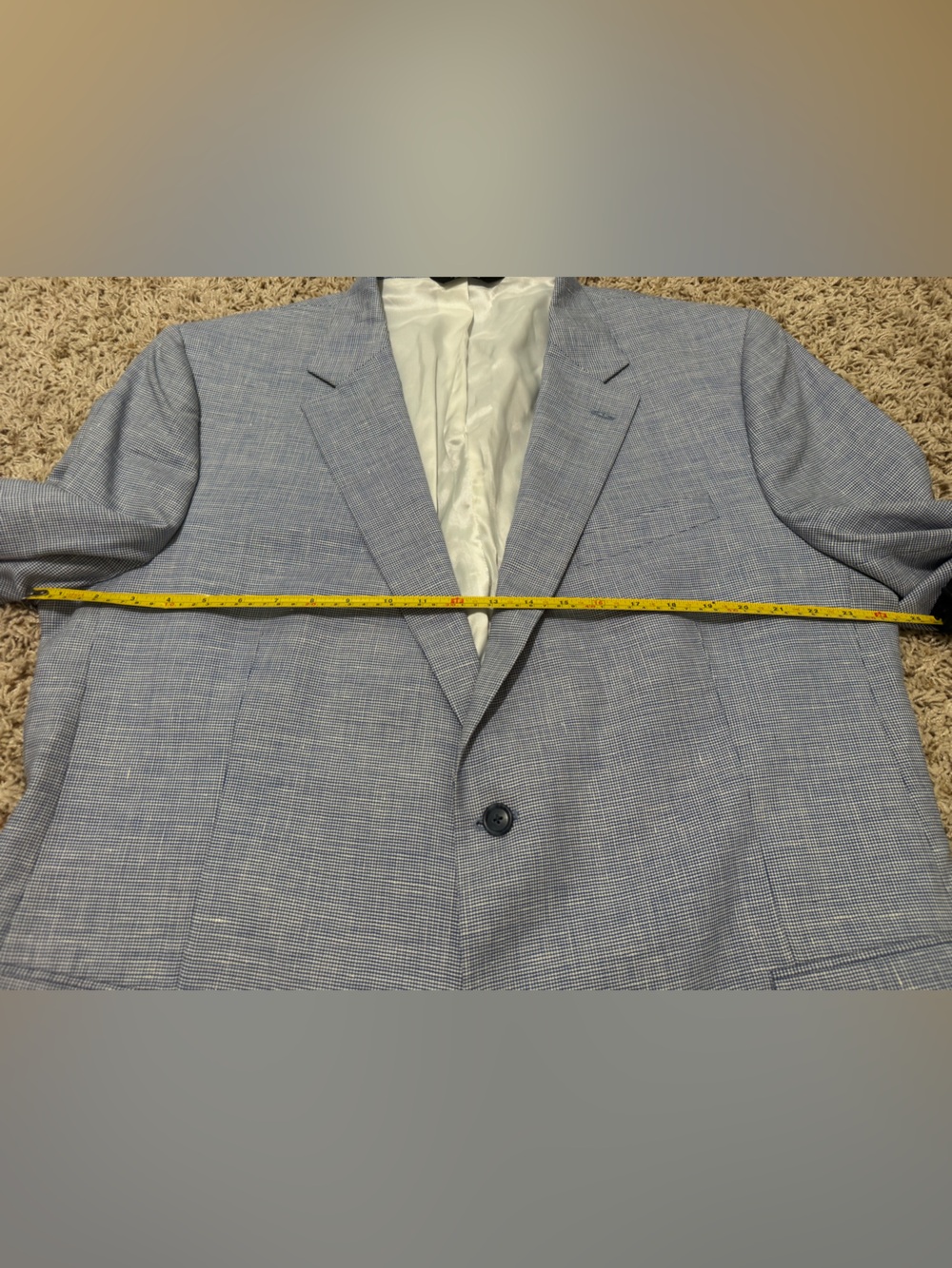 Jos. A. Bank Light Blue Mirco Houndstooth Linen Wool Blend Sport Coat Size 48R - Picture 3 of 7